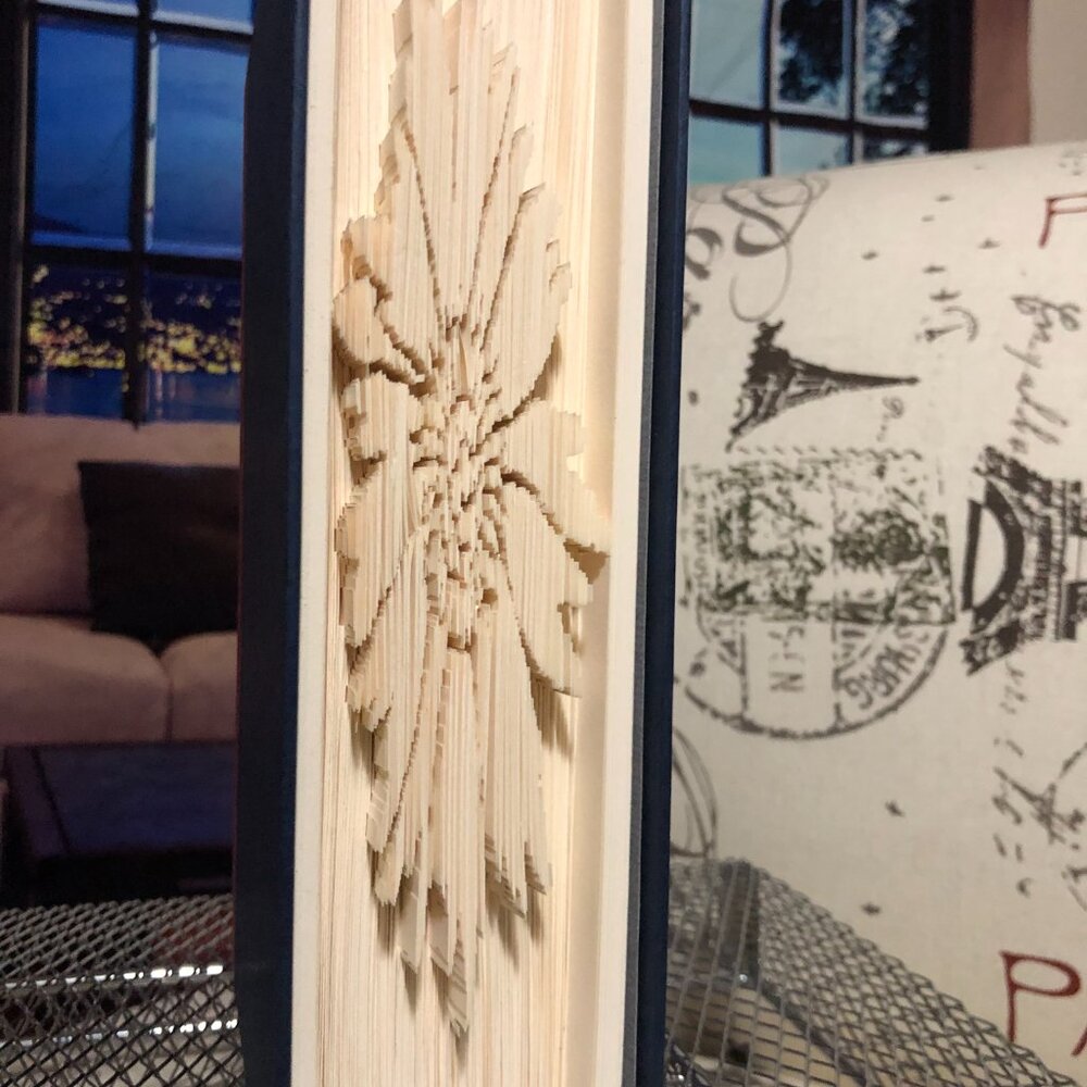 Unique Handcrafted Folded/Cut Book Art - A True Conversation Piece!  Flower